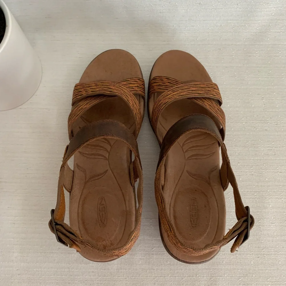 New KEEN Skyline Brown/Thrush Leather Wedge Sandals Woman’s 8.5 - Picture 9 of 13